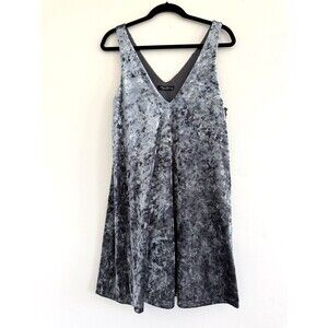Final Touch dress L grey black mini casual V neck women sleeveless Boho